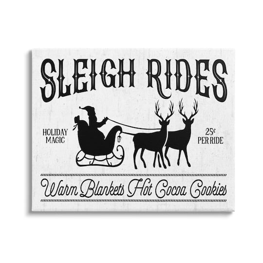 Stupell Industries Sleigh Rides Vintage Santa Claus Canvas Wall Art